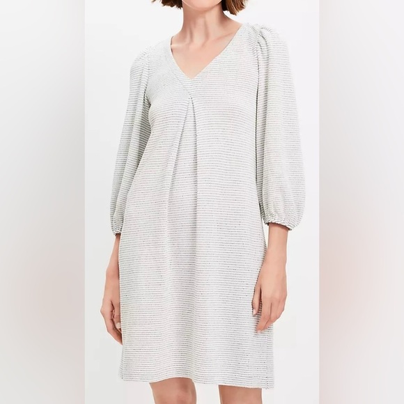 LOFT Dresses & Skirts - Stripe Textured Pleated Mini Dress NWT